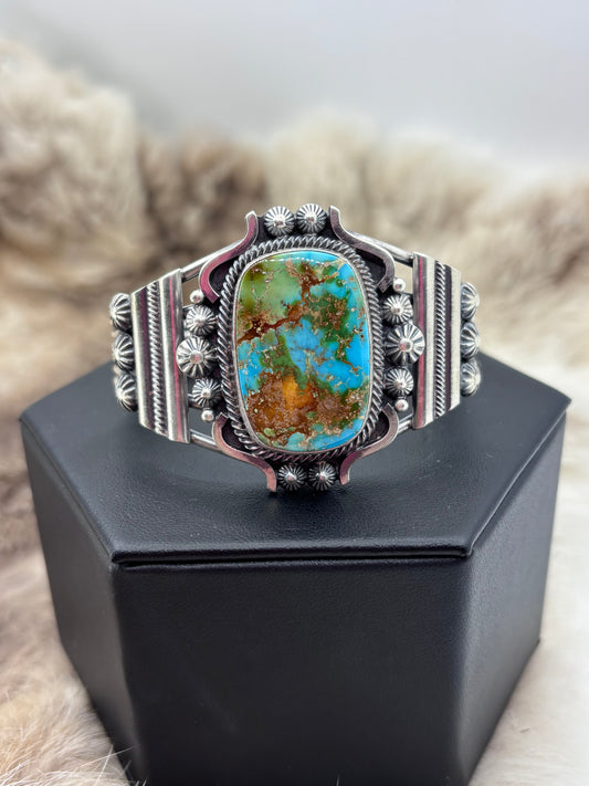 6.25" Sonoran Gold Turquoise Cuff by Tom Lewis, Navajo