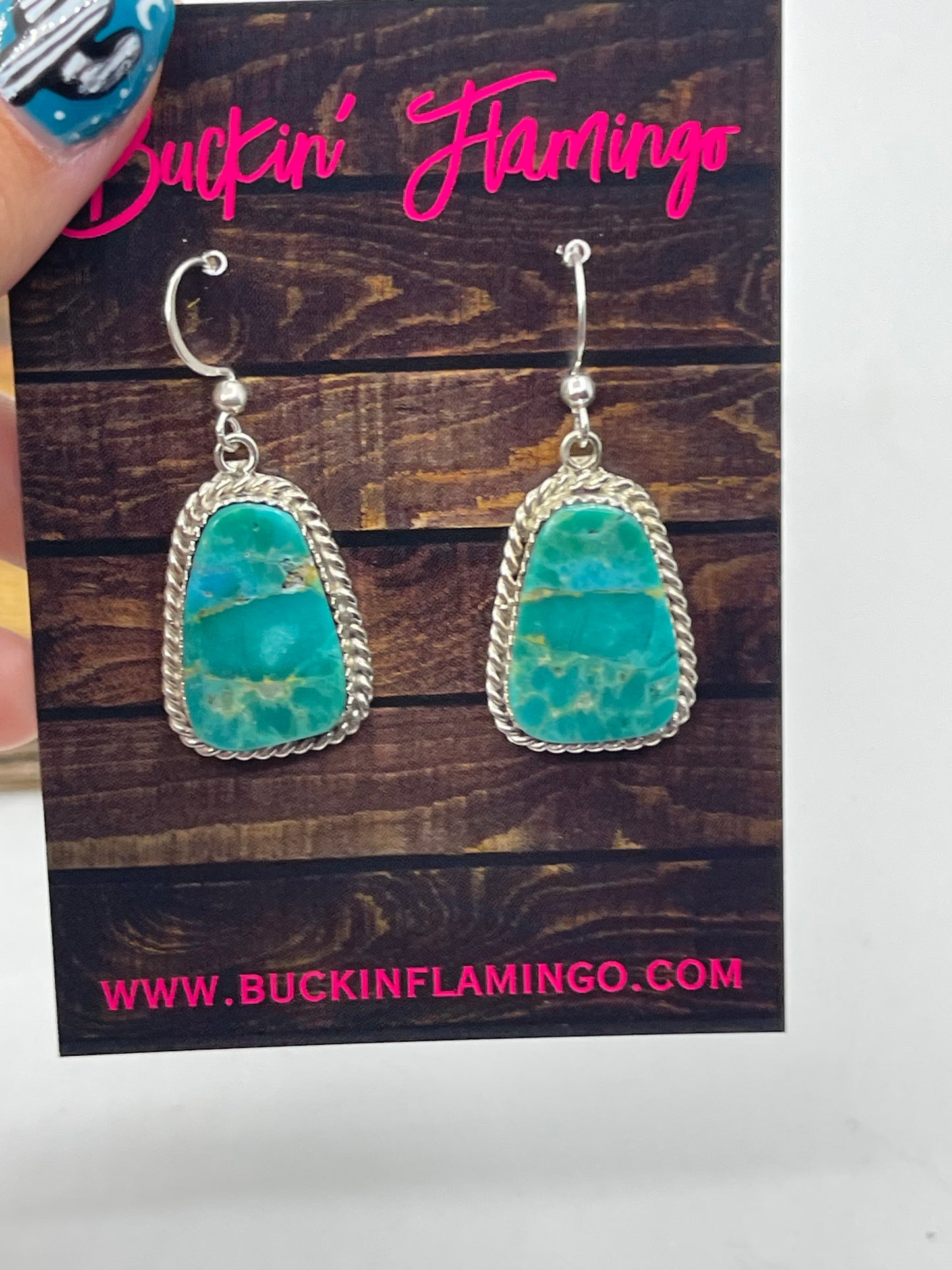 Turquoise Dangle Earrings by Gabi Jim, Navajo