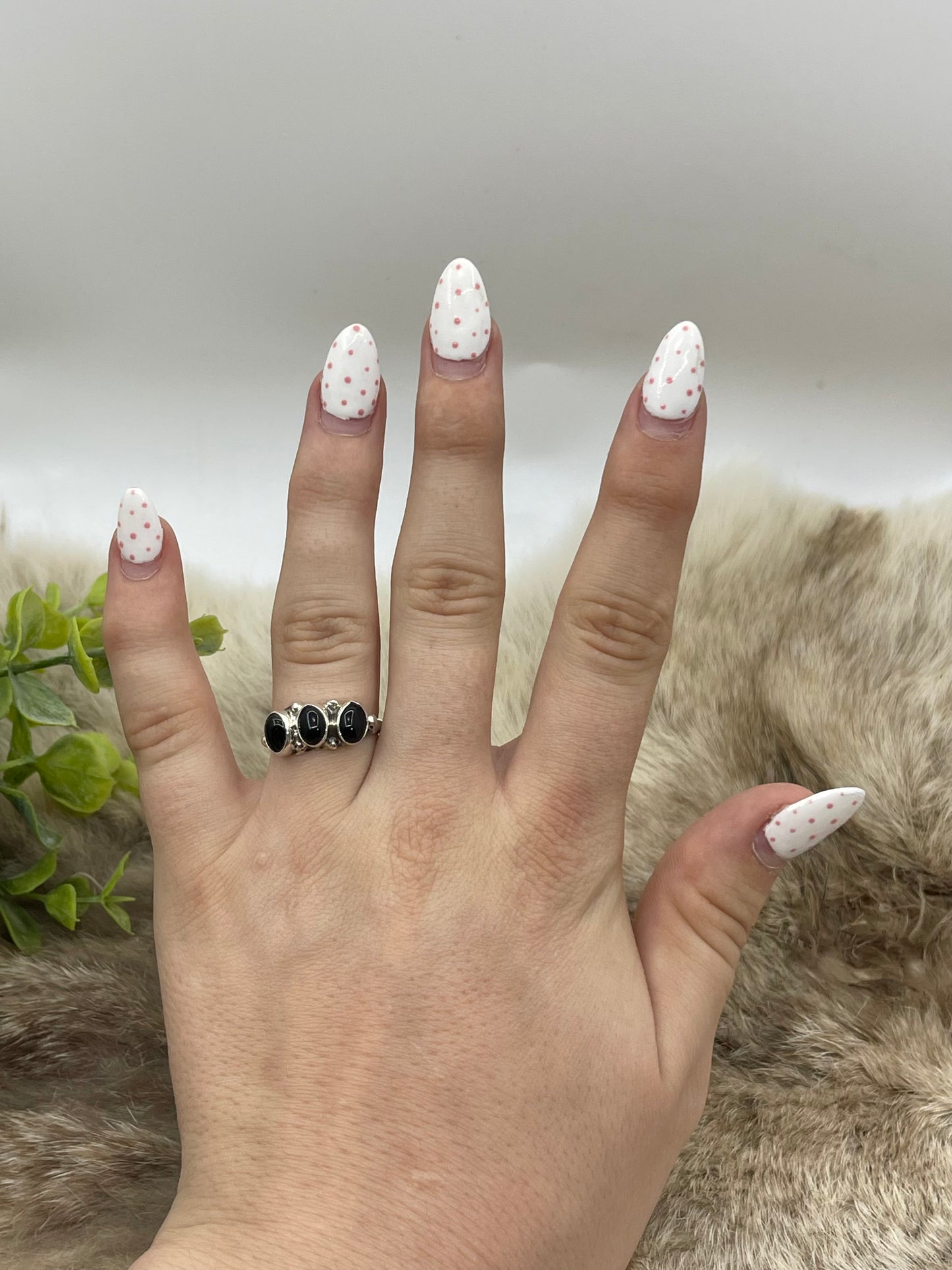8.5 3 Stone Onyx Ring by Harris Largo, Navajo