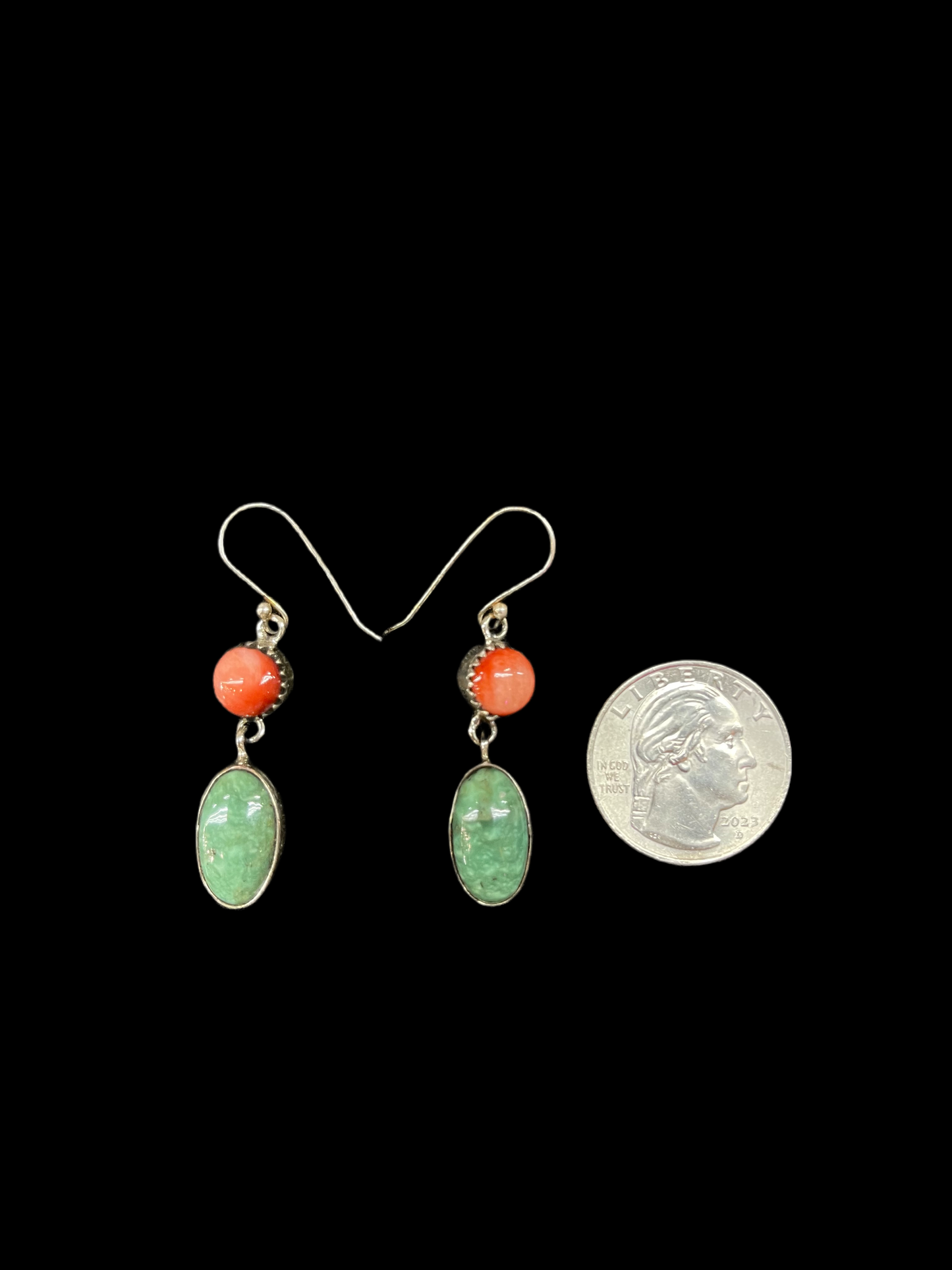 Emerald Valley Turquoise and Red Spiny Oyster Shell Hook Dangle Earrings