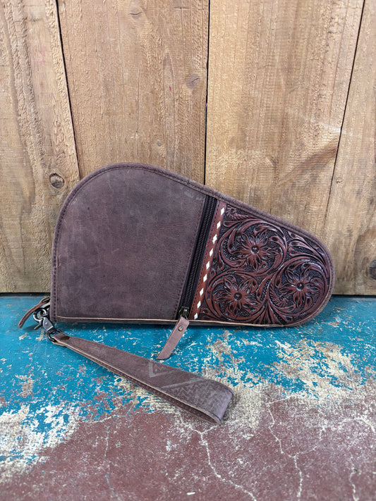 Brown Leather Flower Tooled Gun Holster