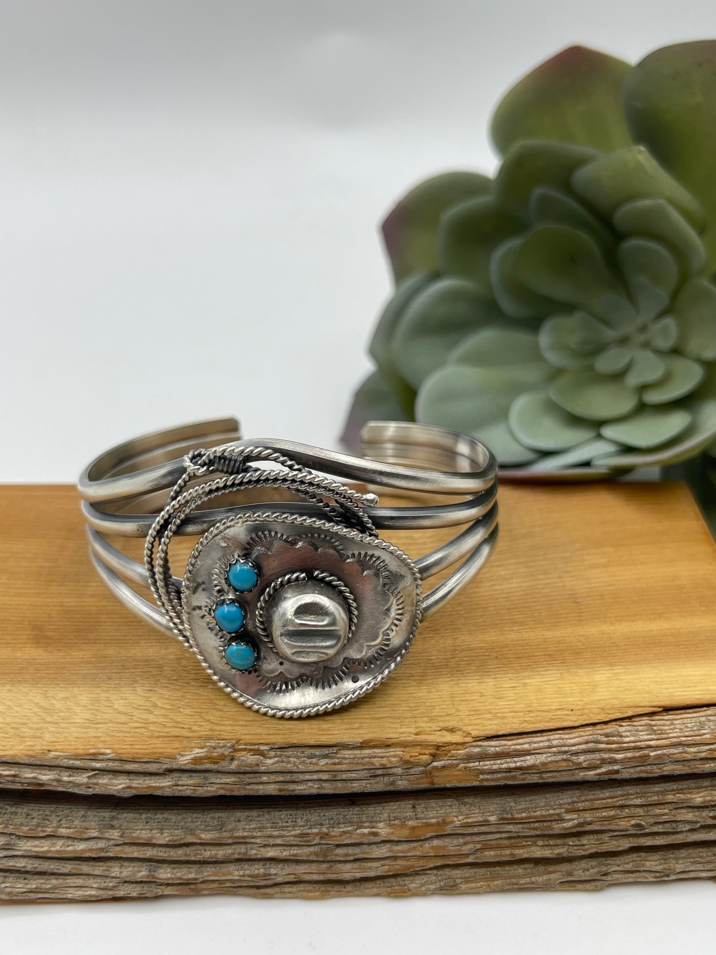Cowboy Hat Cuff by Bobby Platero, Navajo 5 3/4"- 7 1/2"