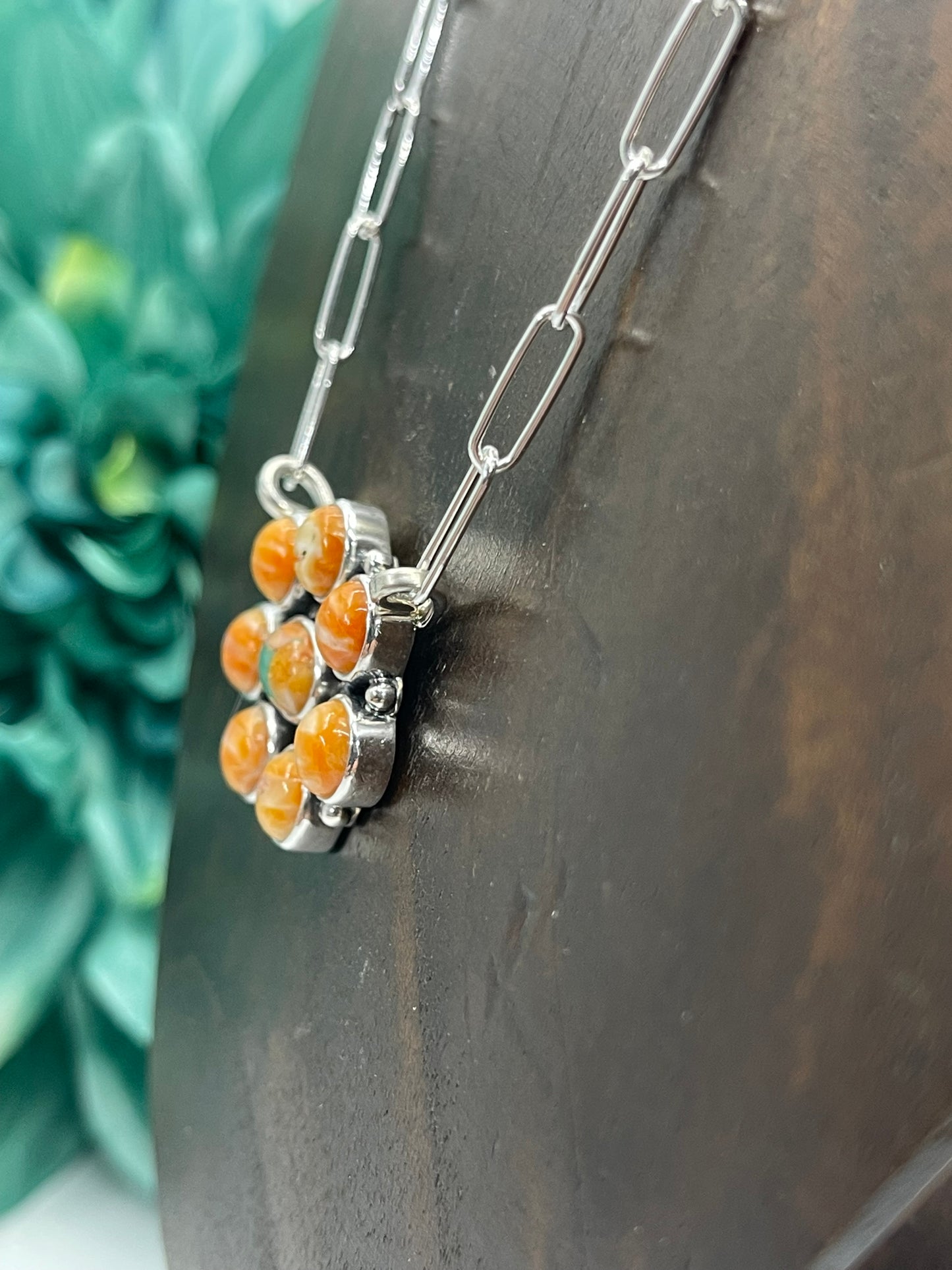 18" Orange Spiny and Orange Crush Cluster Necklace