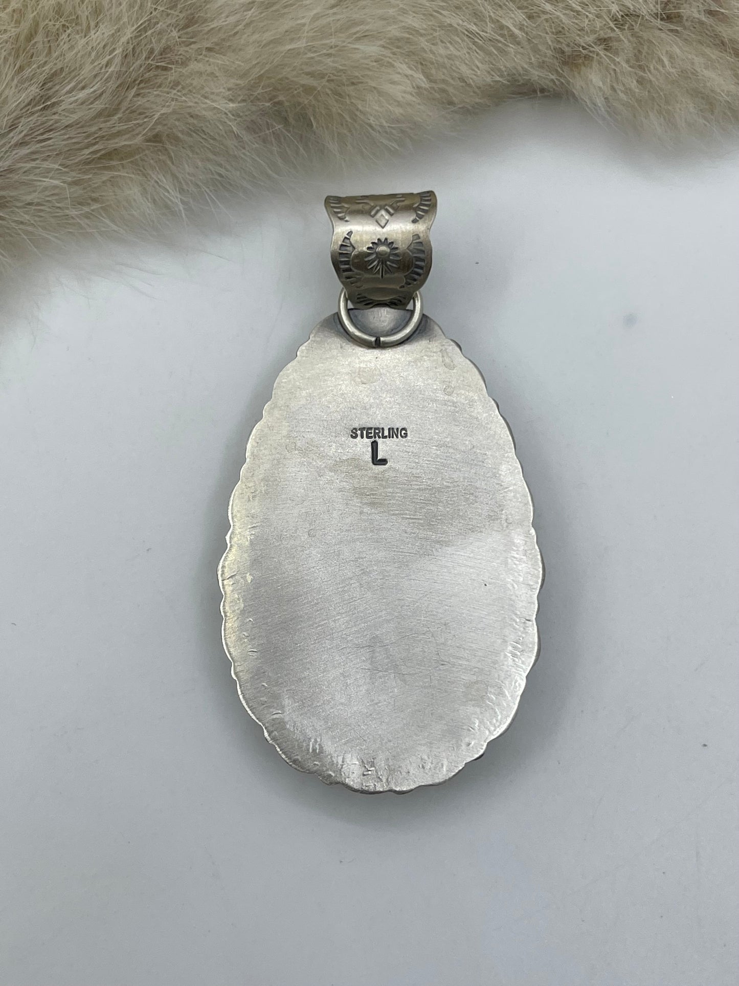 10mm Bale White Buffalo Pendant by Jeff Largo, Navajo