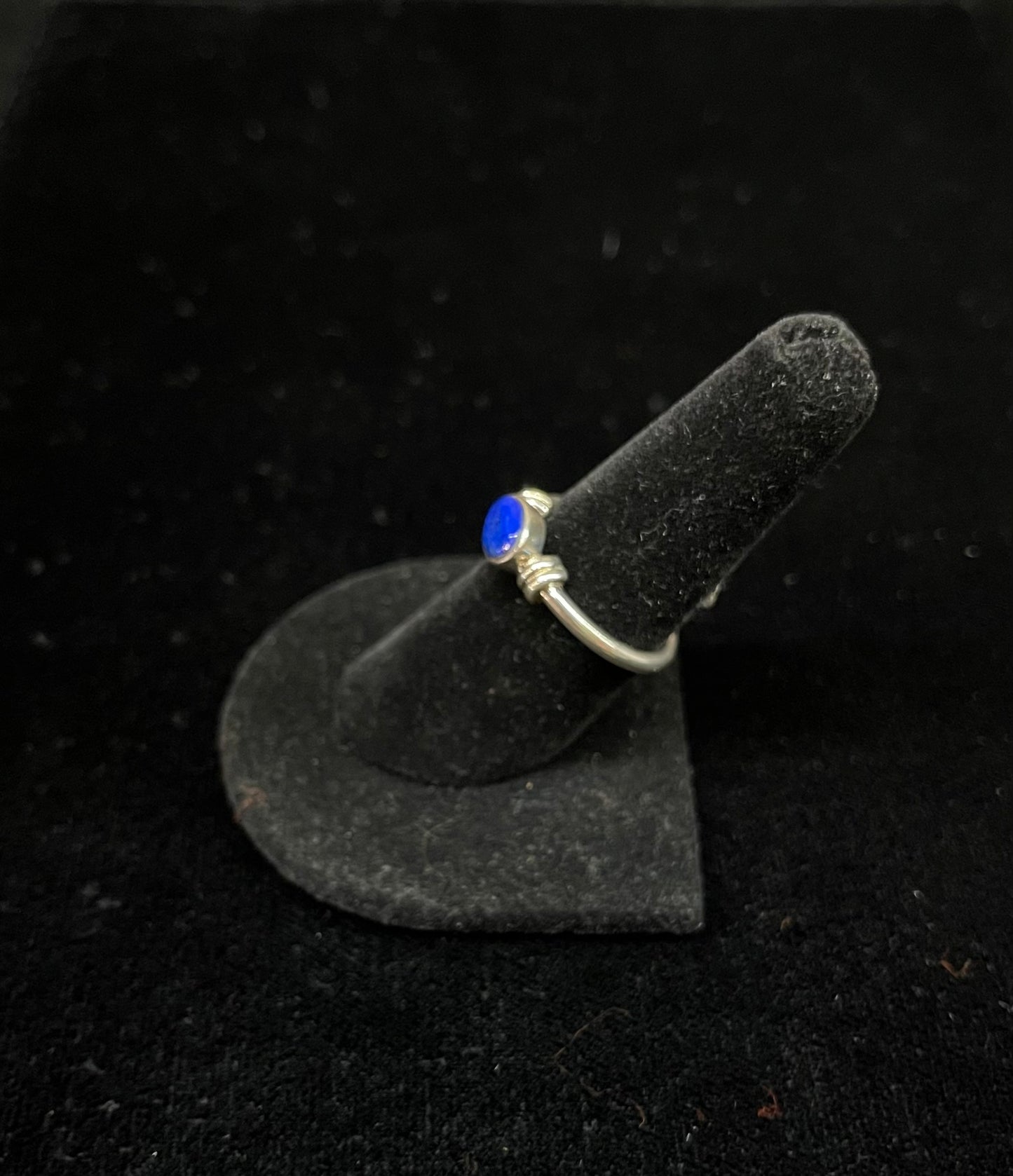 8.0 Dainty Lapis and Sterling Silver Ring