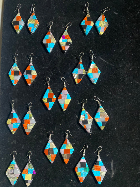 Paper Thin Lapidary Diamond Dangle Earrings by Charles Bird