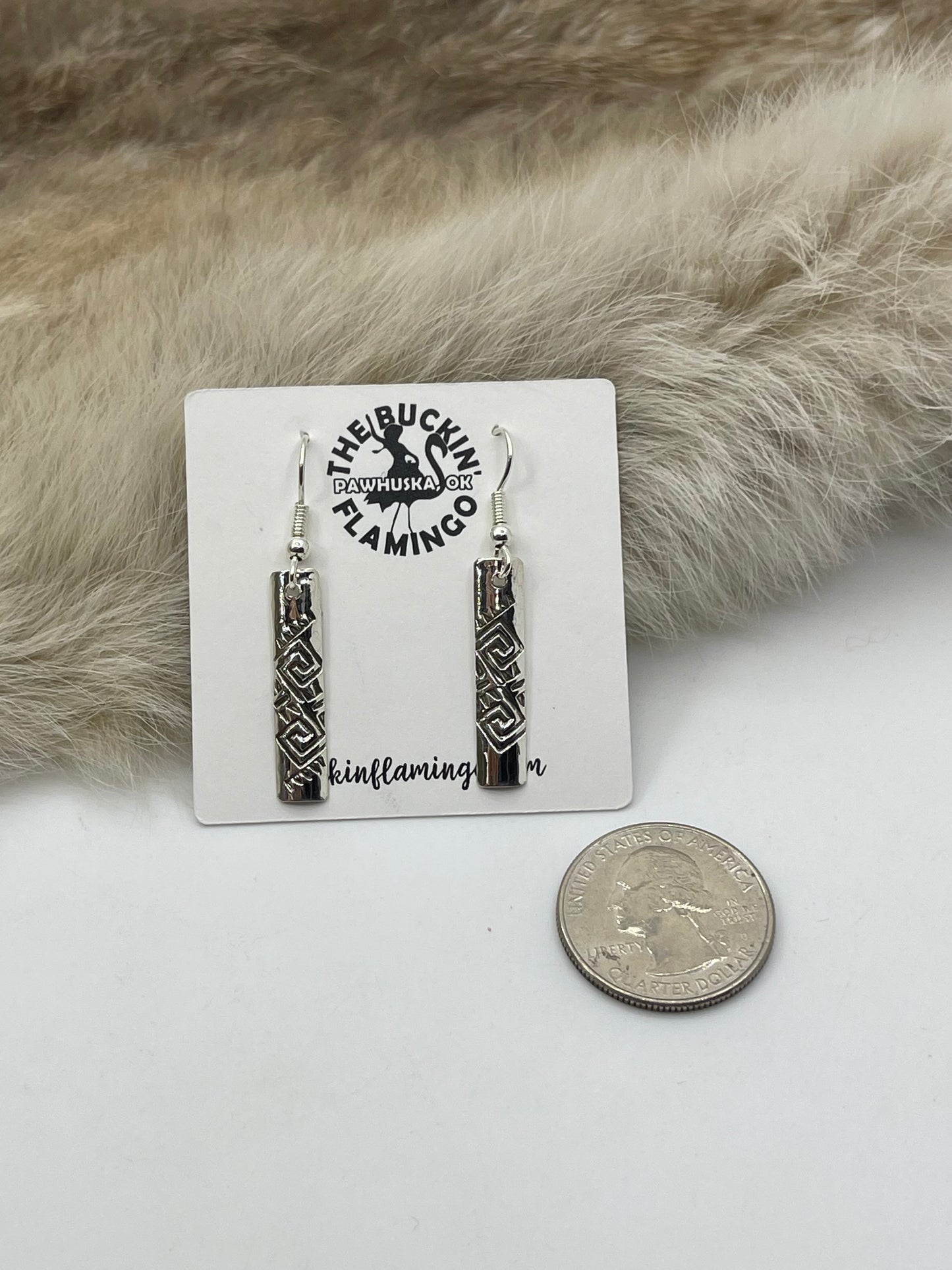 Rectangle Dangle Silver Earrings by Felicia Etsitty, Navajo