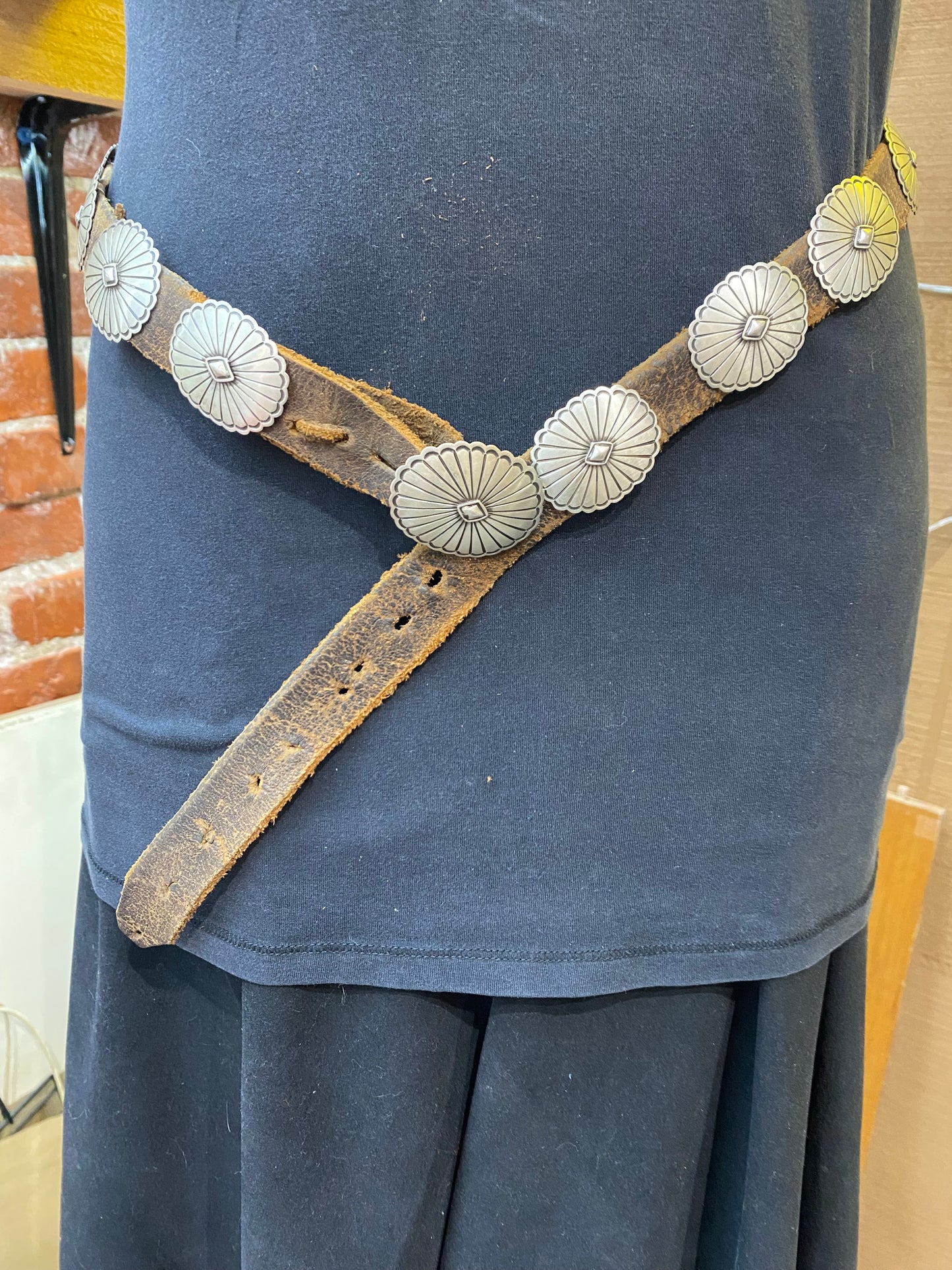 Vintage Concho and Leather Belt