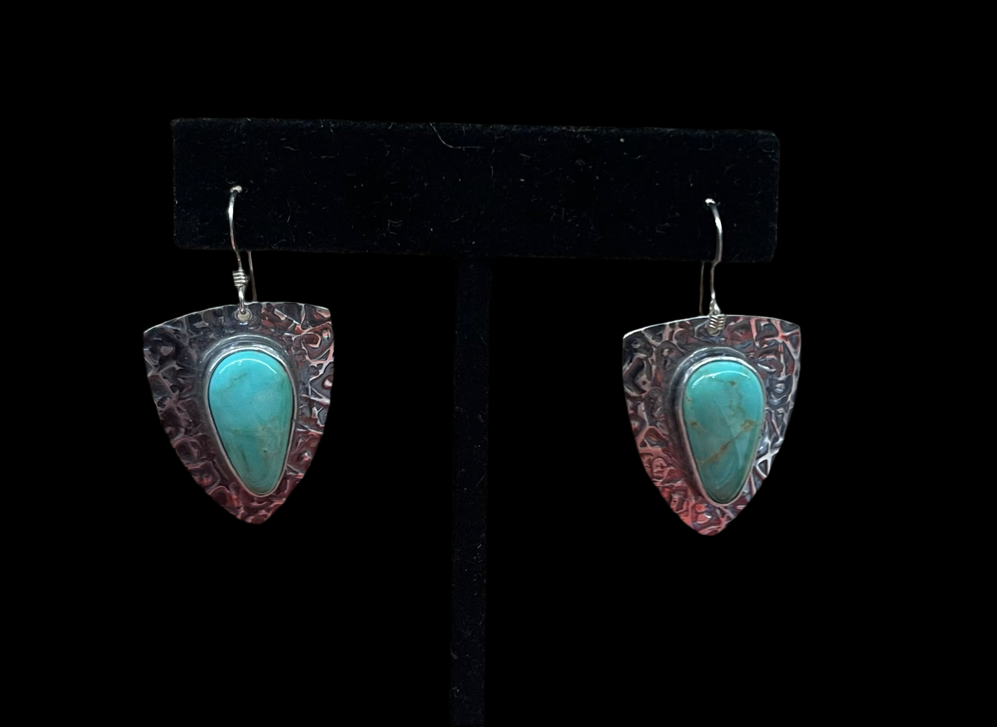 Royston Turquoise Arrowhead Hook Earrings by Everett & Mary Teller, Navajo