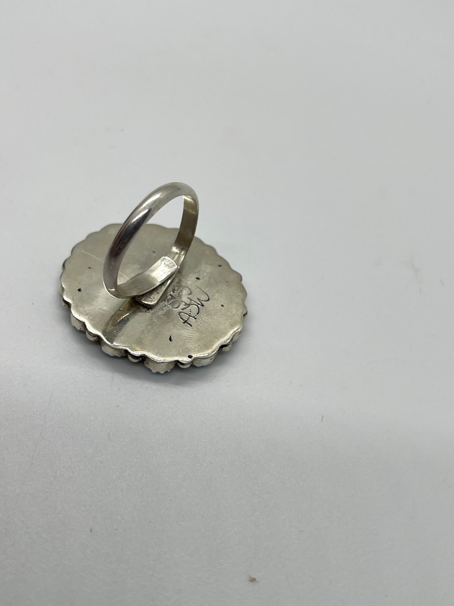 Adjustable White Opal Cluster Ring by Alicia Wilson, Navajo