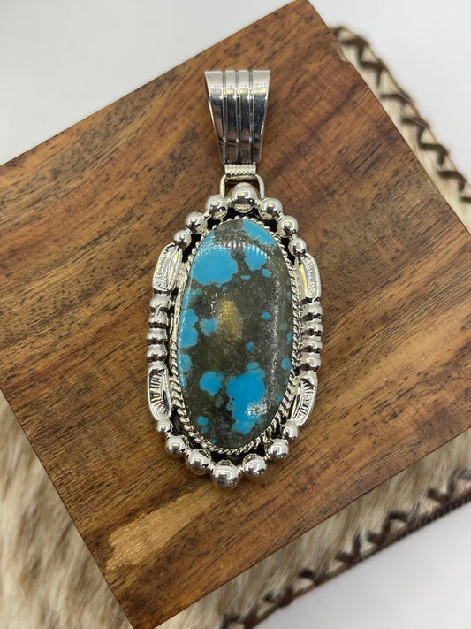 Kingman Turquoise Pendant by Emerson Delgarito, Navajo