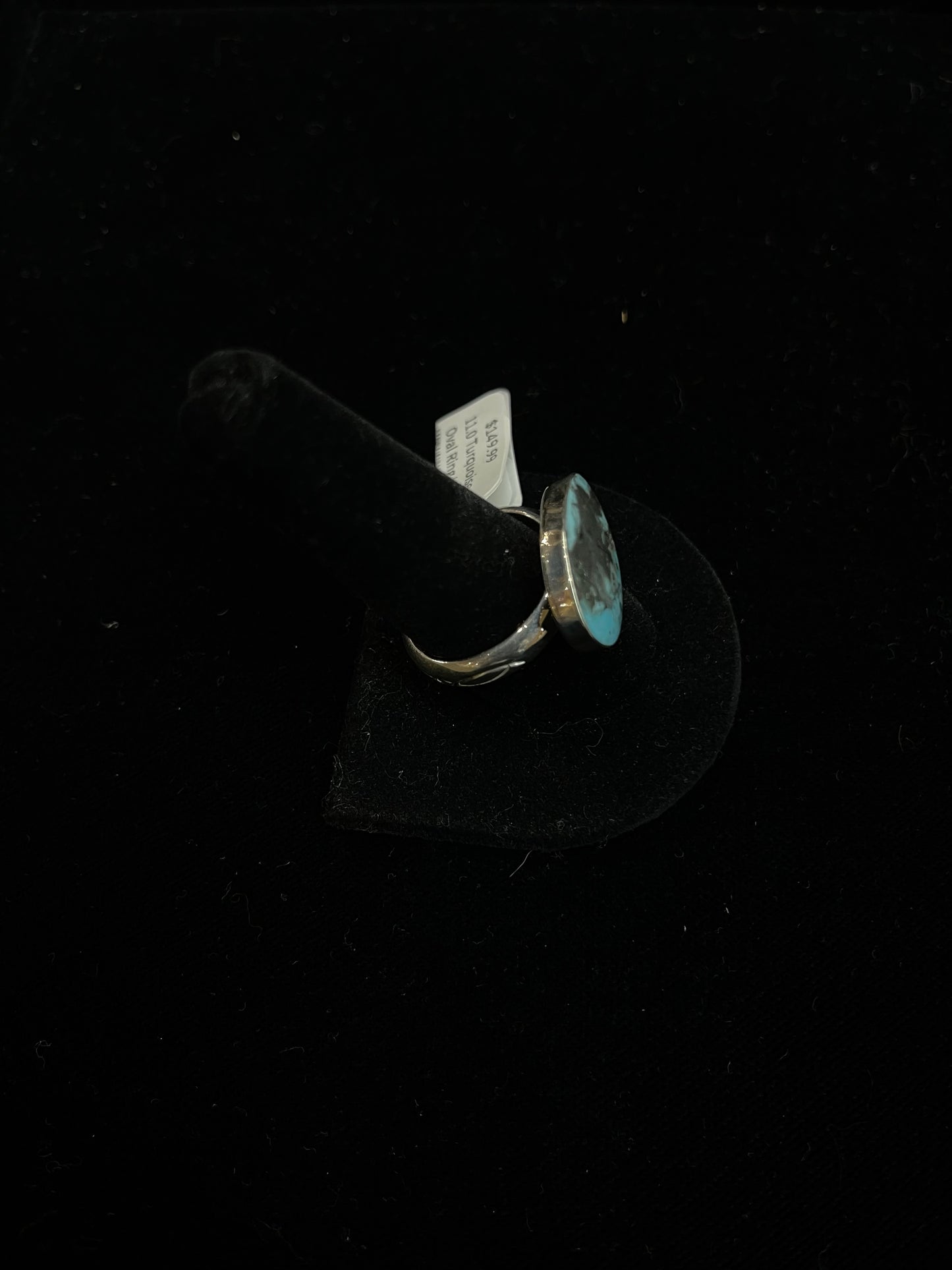 11.0 Turquoise Oval Ring by Sheena Jack, Navajo