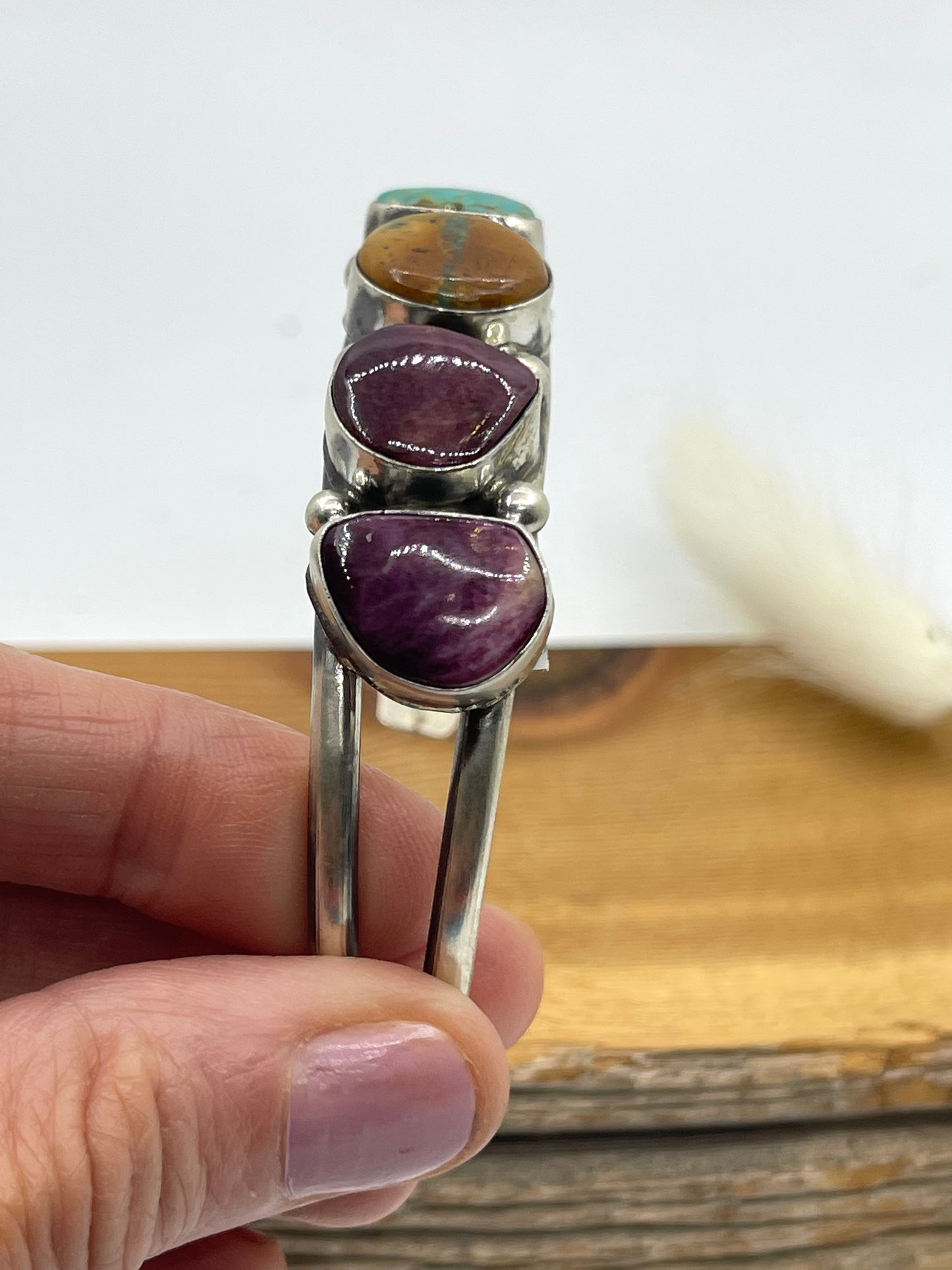 5 1/2"-7" Turquoise and Spiny Oyster Cuff by Augustine Largo, Navajo