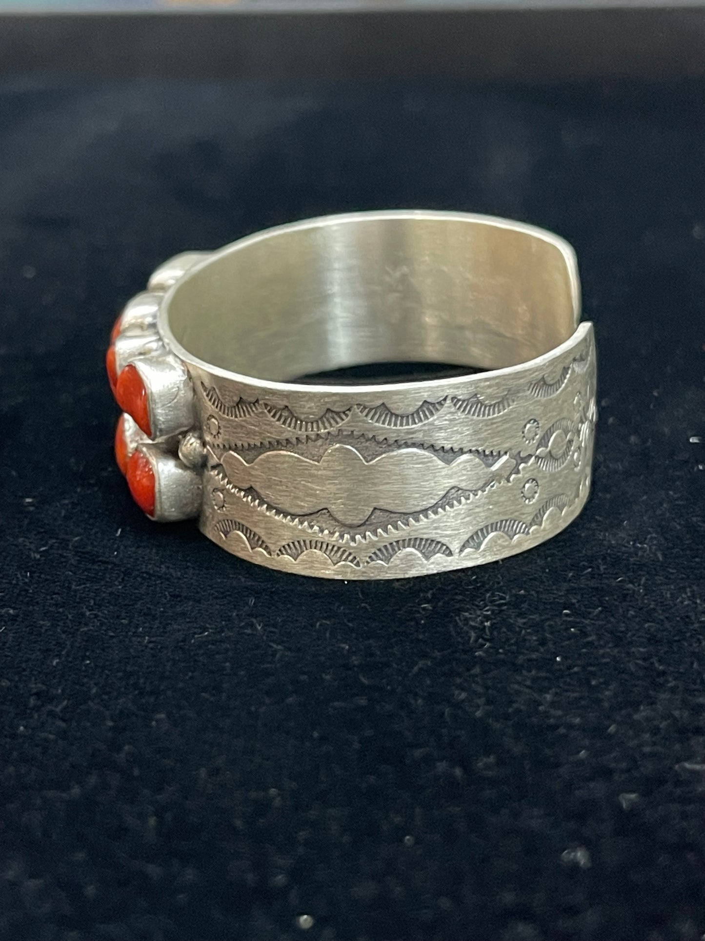 6 3/4" Red Coral 8 Stone Cuff Navajo Made