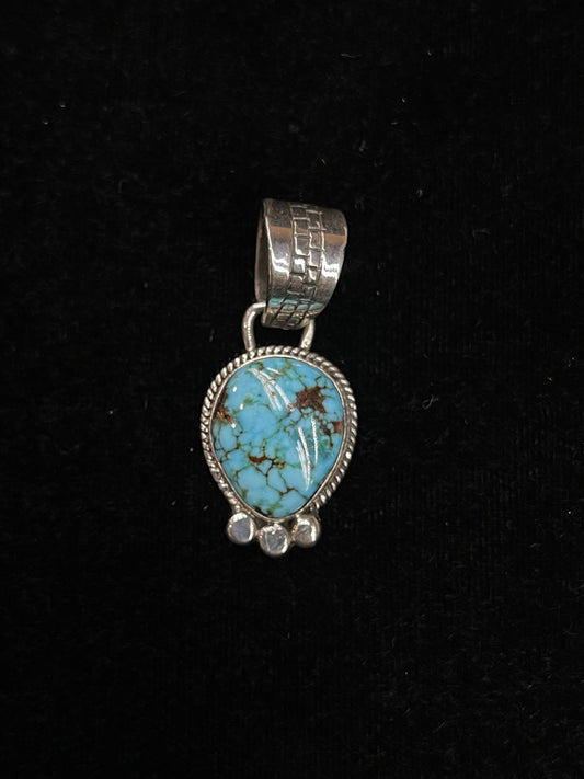 9.5mm Bale High Grade Kingman Web Turquoise Pendant