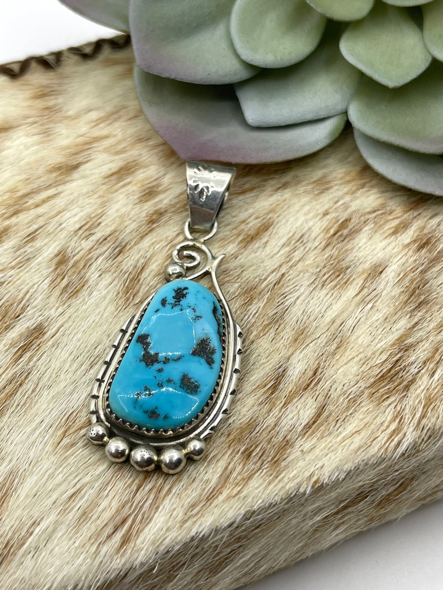 Sleeping Beauty Turquoise Pendant with a 6.7mm Bale by Charlie Bowie, Navajo