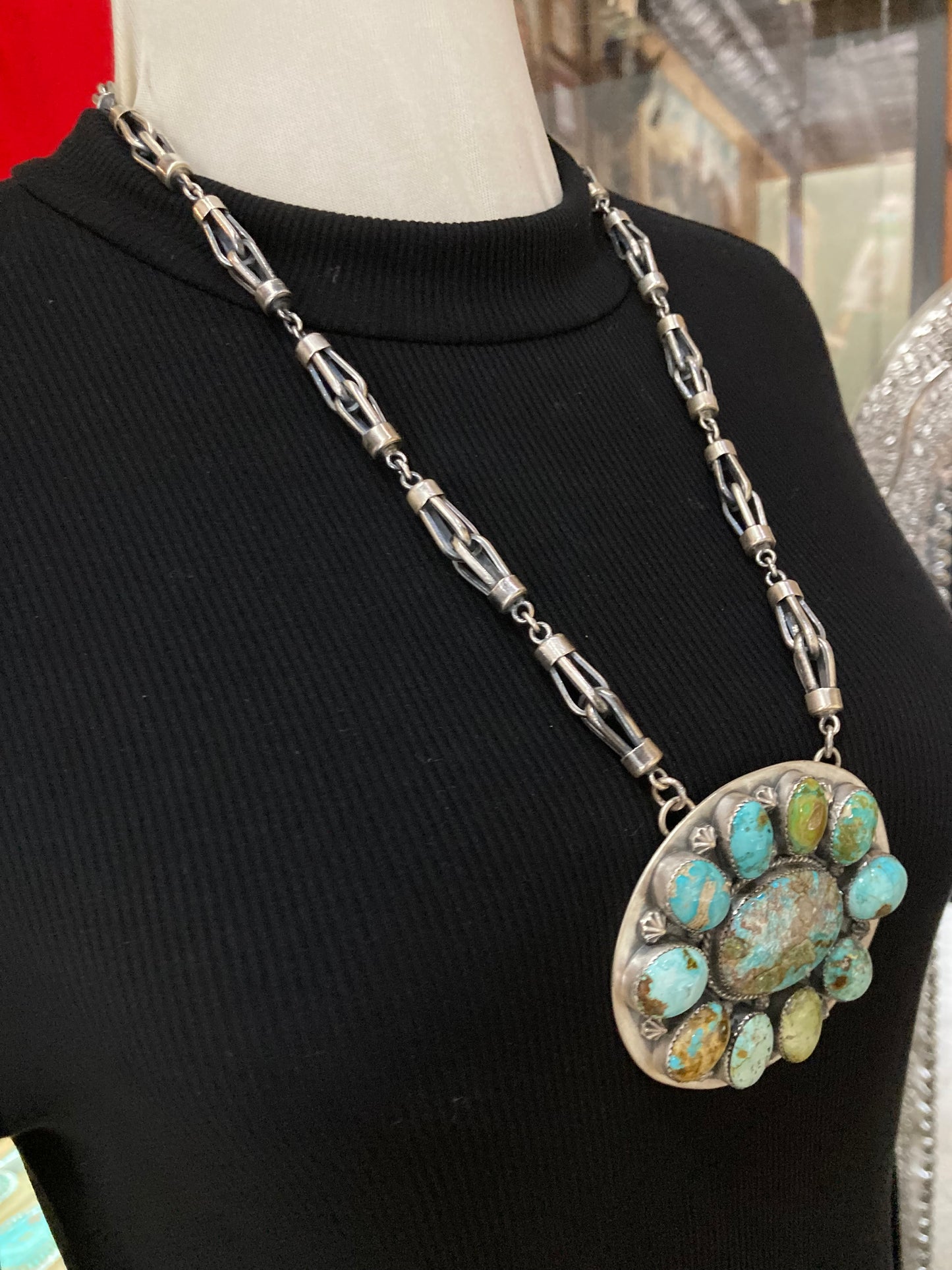 24" Large Turquoise Cluster Necklace