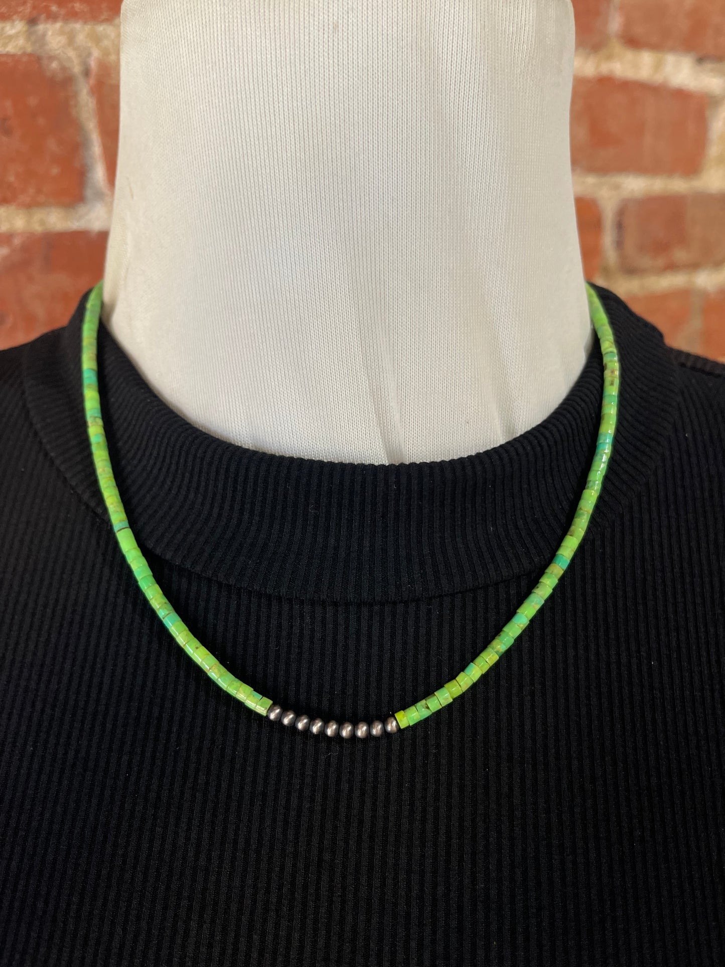 18” Green Turquoise Heishi Bead Necklace