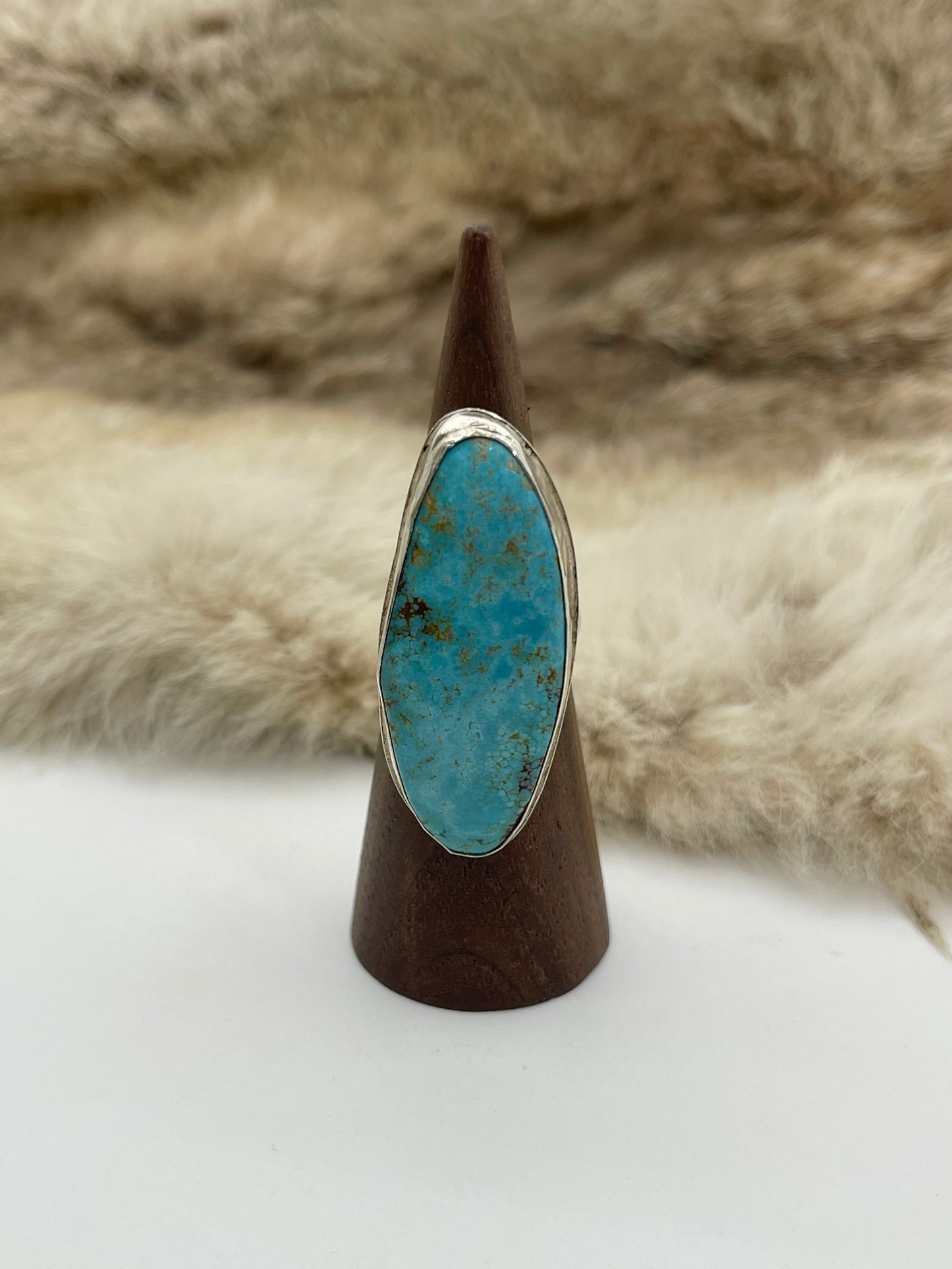 7.5 #8 Turquoise Ring by Carrie Cannon, Kiowa