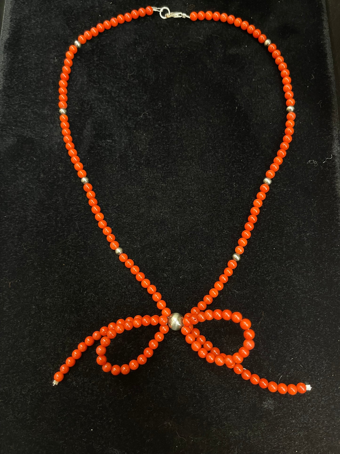 18" Red Coral Bow Necklace