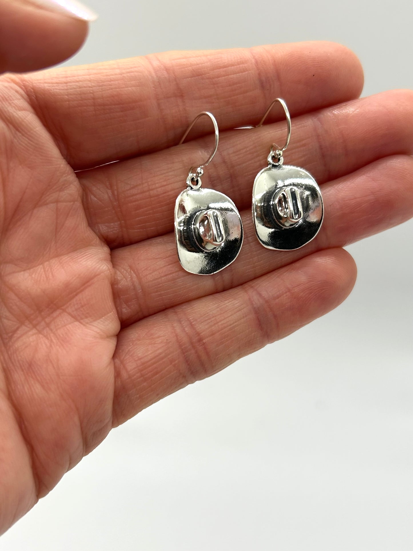 Sterling Silver Cowboy Hat Dangle Earrings