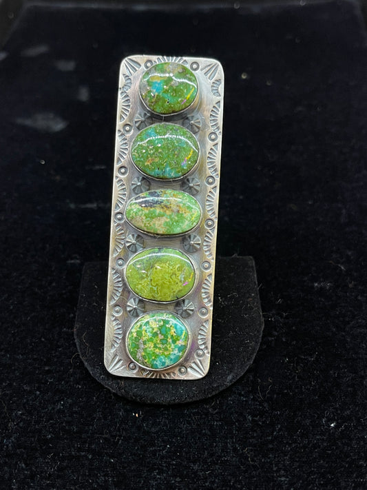 Adjustable Sonoran Gold Turquoise Ring by Calvin Delgarito, Navajo
