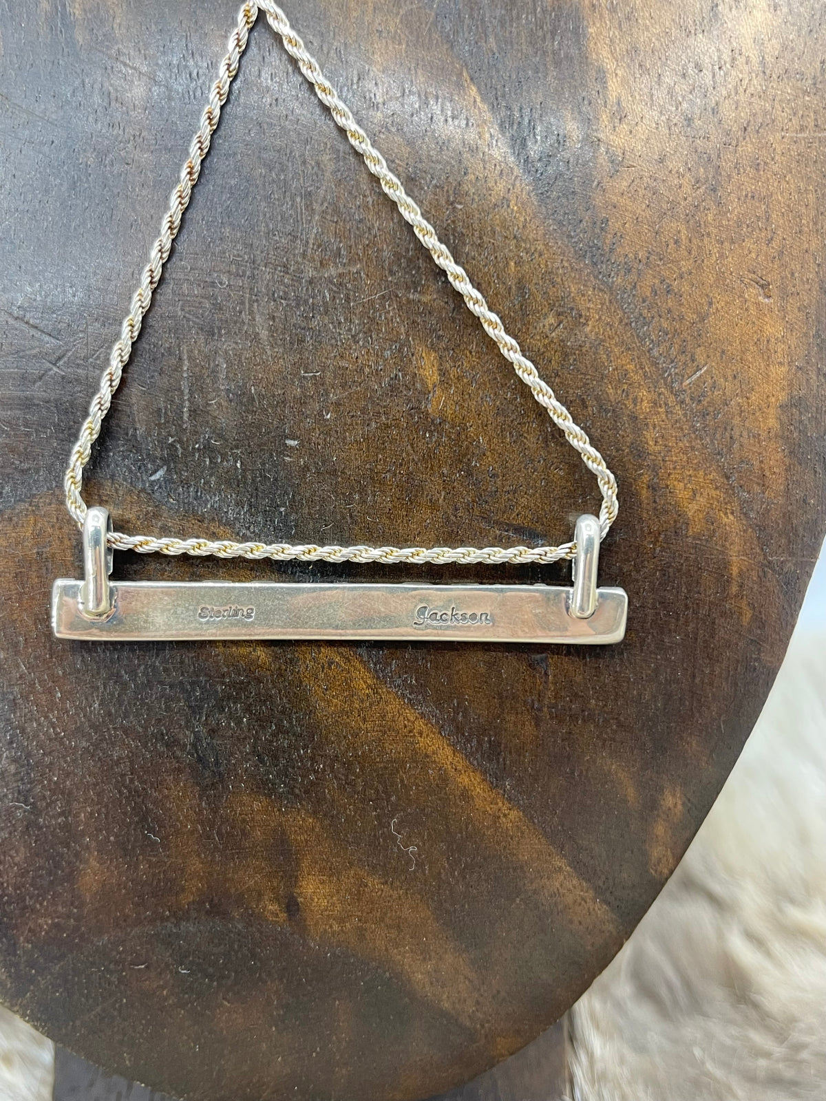 18" Sterling Silver Overlay Bar Necklace by Marie Jackson, Navajo