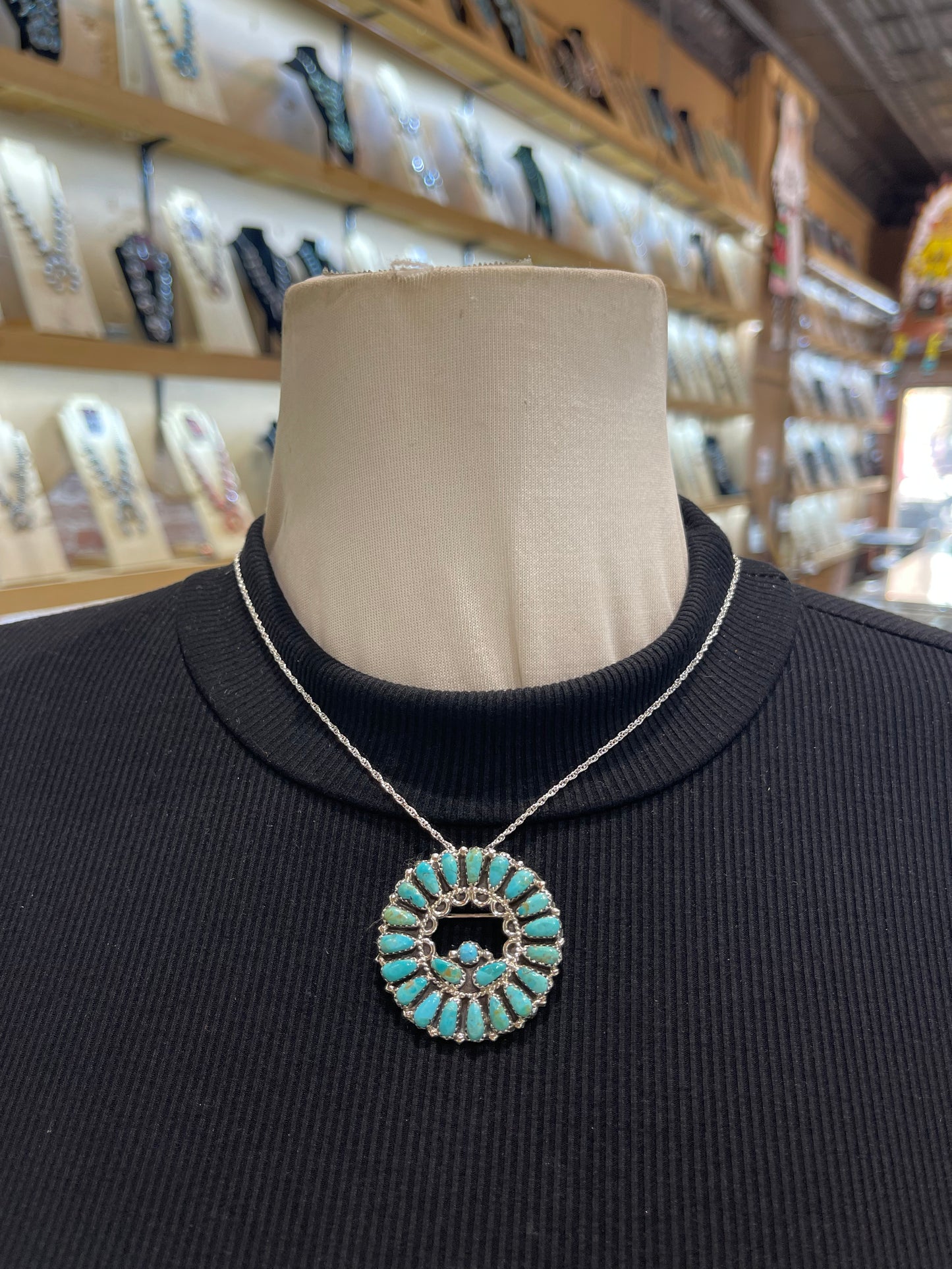 18" Circle Cluster Pin/Pendant Combo by Zeita Begay, Navajo