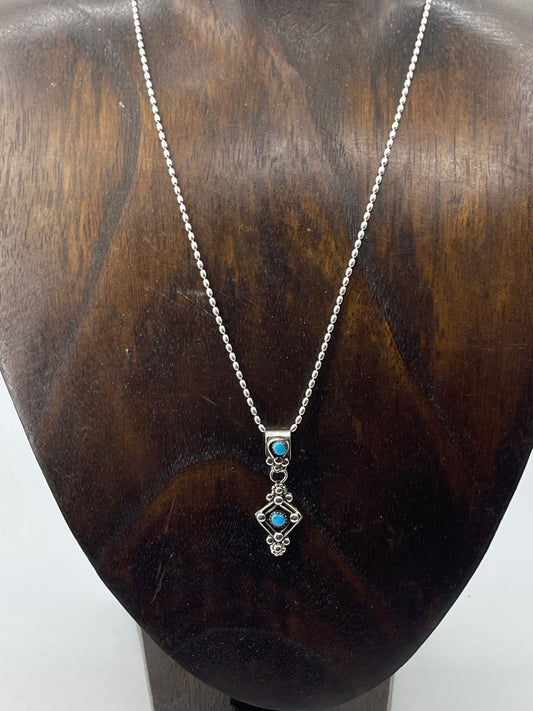 16" Turquoise Pendant Necklace by Verdi Booqua, Zuni