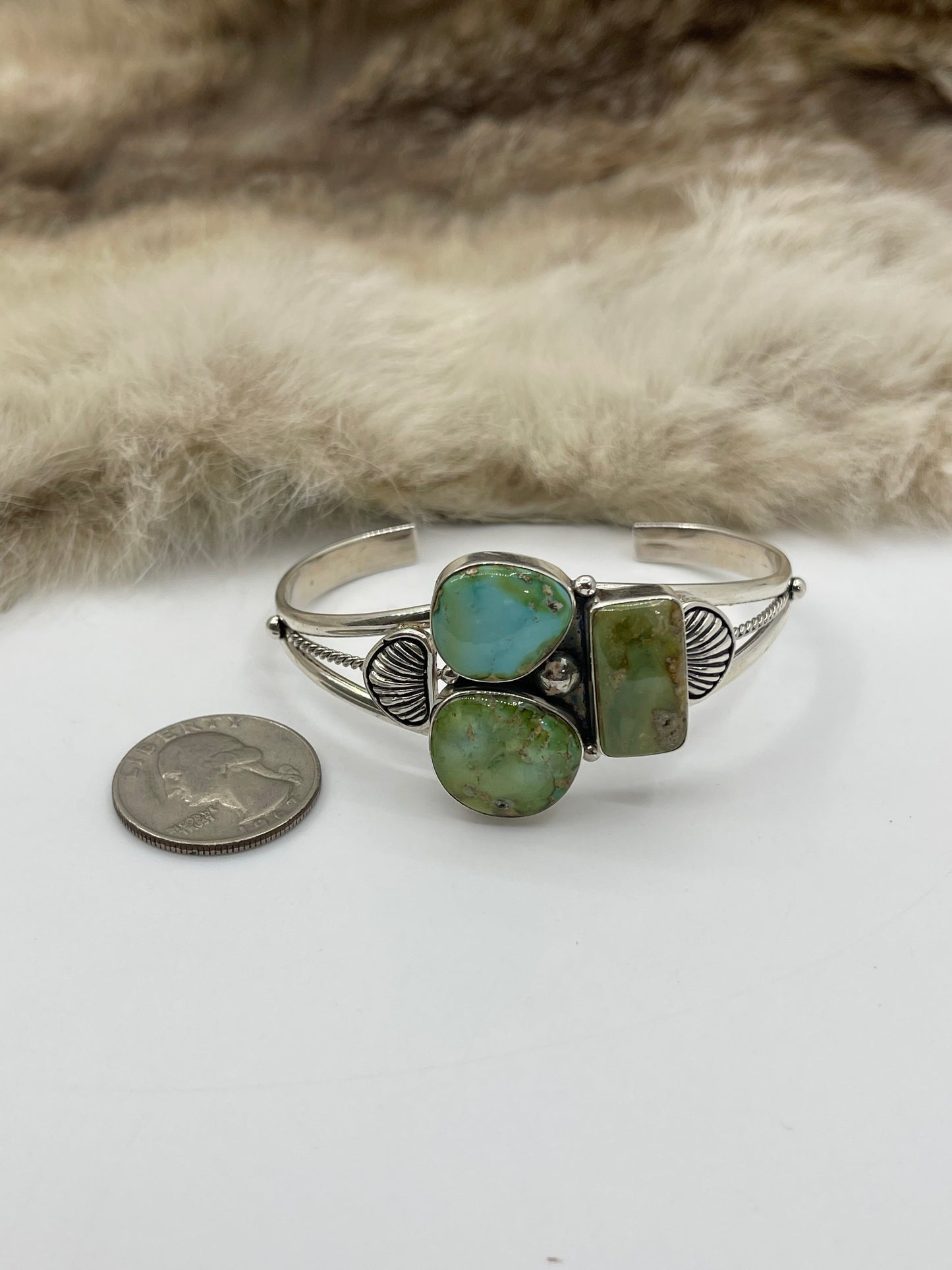 6”-8” 3 Stone Sonoran Gold Turquoise Cuff