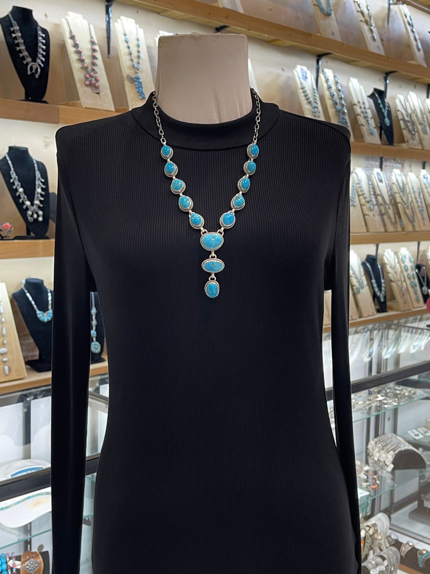 24”+2.5” Drop Sleeping Beauty Turquoise Lariat Necklace