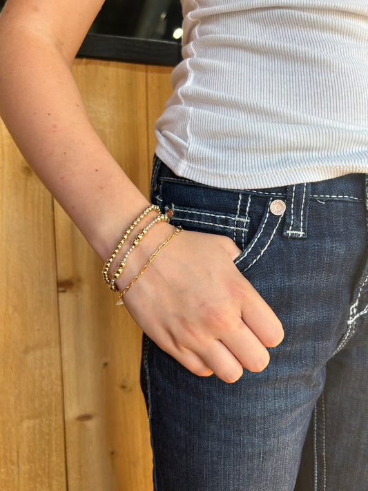 Silver and 14k Gold Filled Bead Bracelet