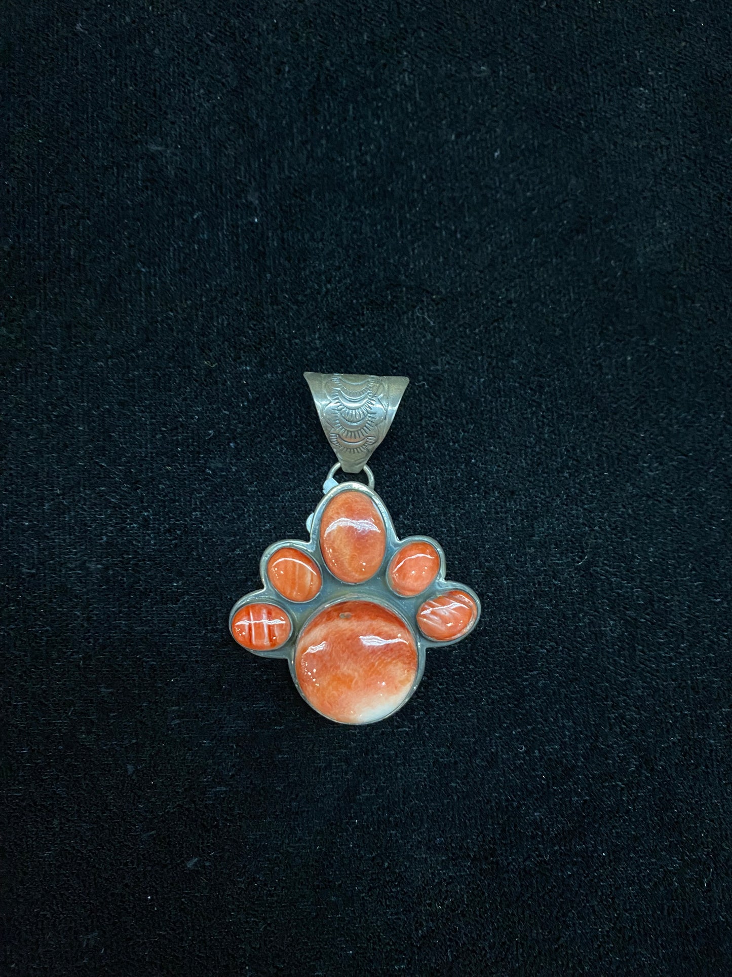 Red Spiny Oyster Shell Pendant by Gilbert Platero, Navajo