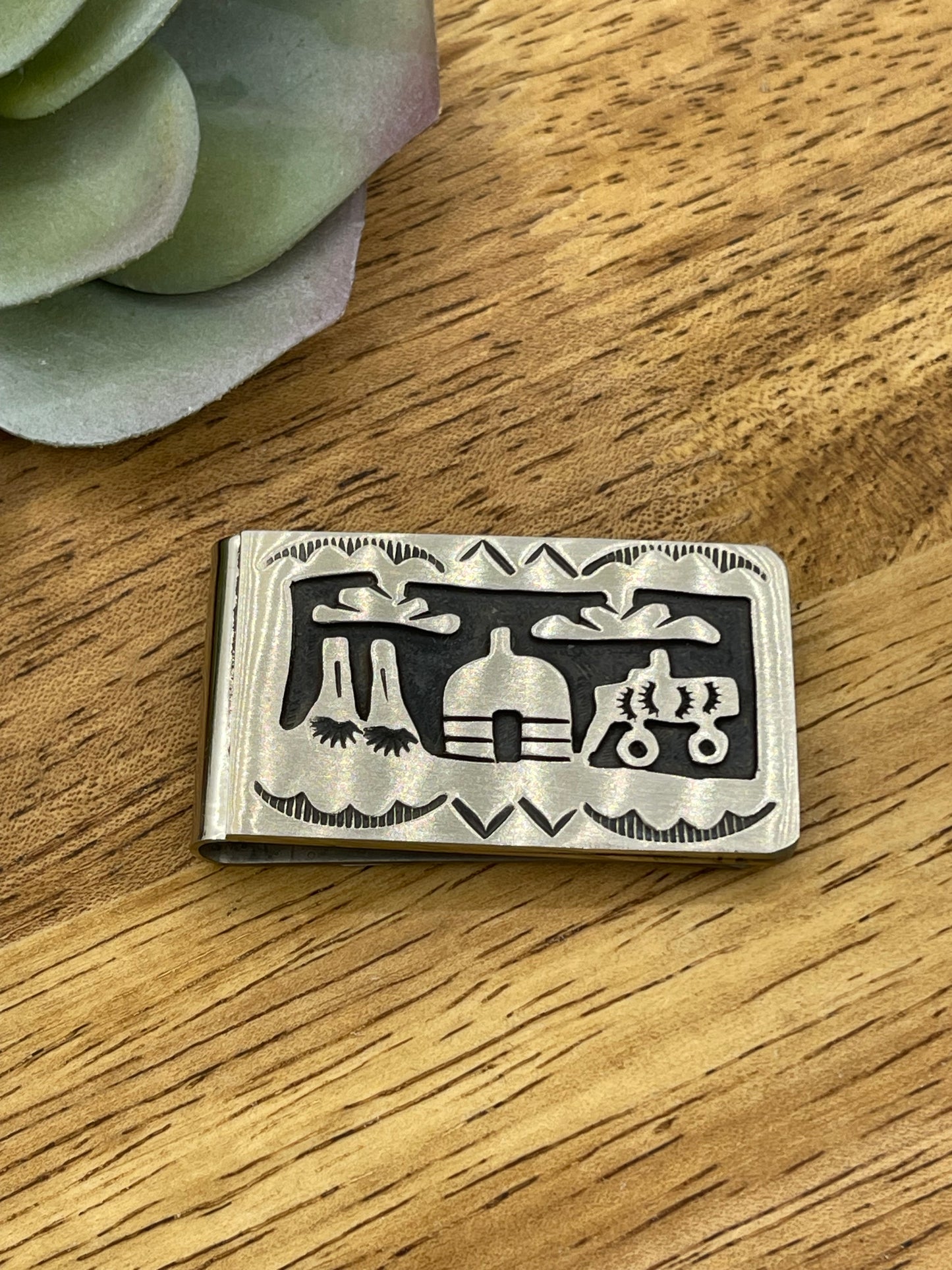 Sterling Silver Face Plate Money Clip by Ralph Bia Sr, Navajo