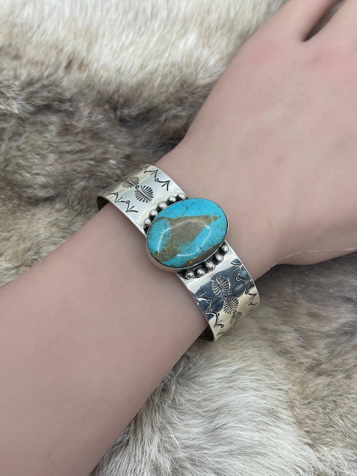 6.75" Oval Turquoise Cuff by Daniel Dakai, Navajo