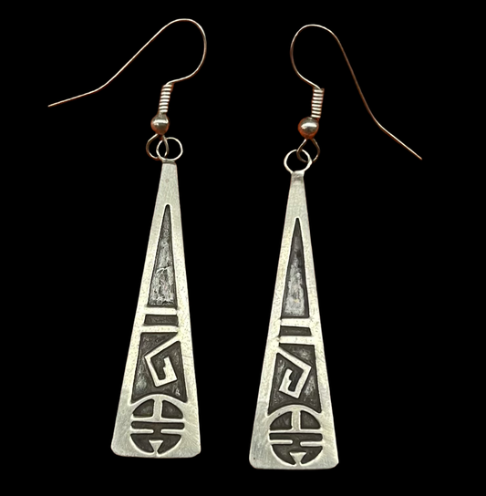 Stamped Sterling Silver Triangle Dangles by Steve Grant, Navajo