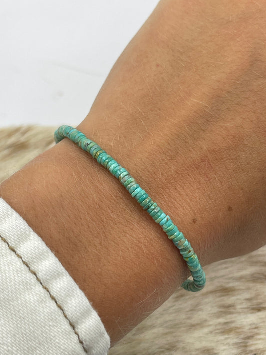 7 1/4" 3.3mm Royston Turquoise Heishi Bead Bracelet