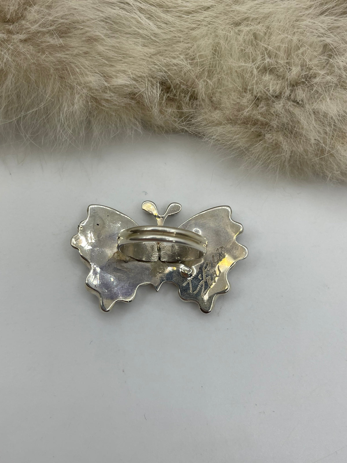 6.0 Inlay Butterfly Ring by Tamara Pinto, Zuni