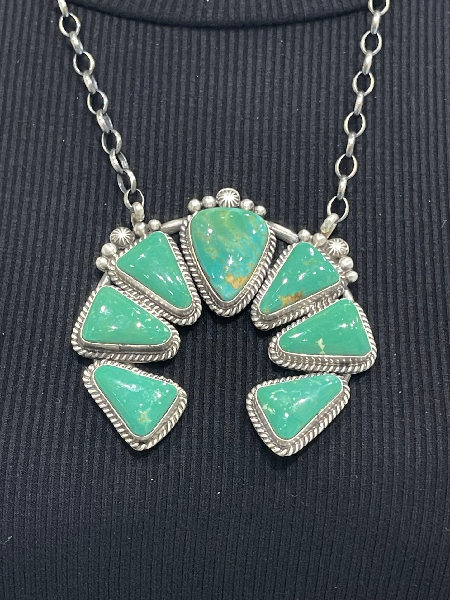 20" Royston Turquoise Naja Necklace by Elouise Kee, Navajo