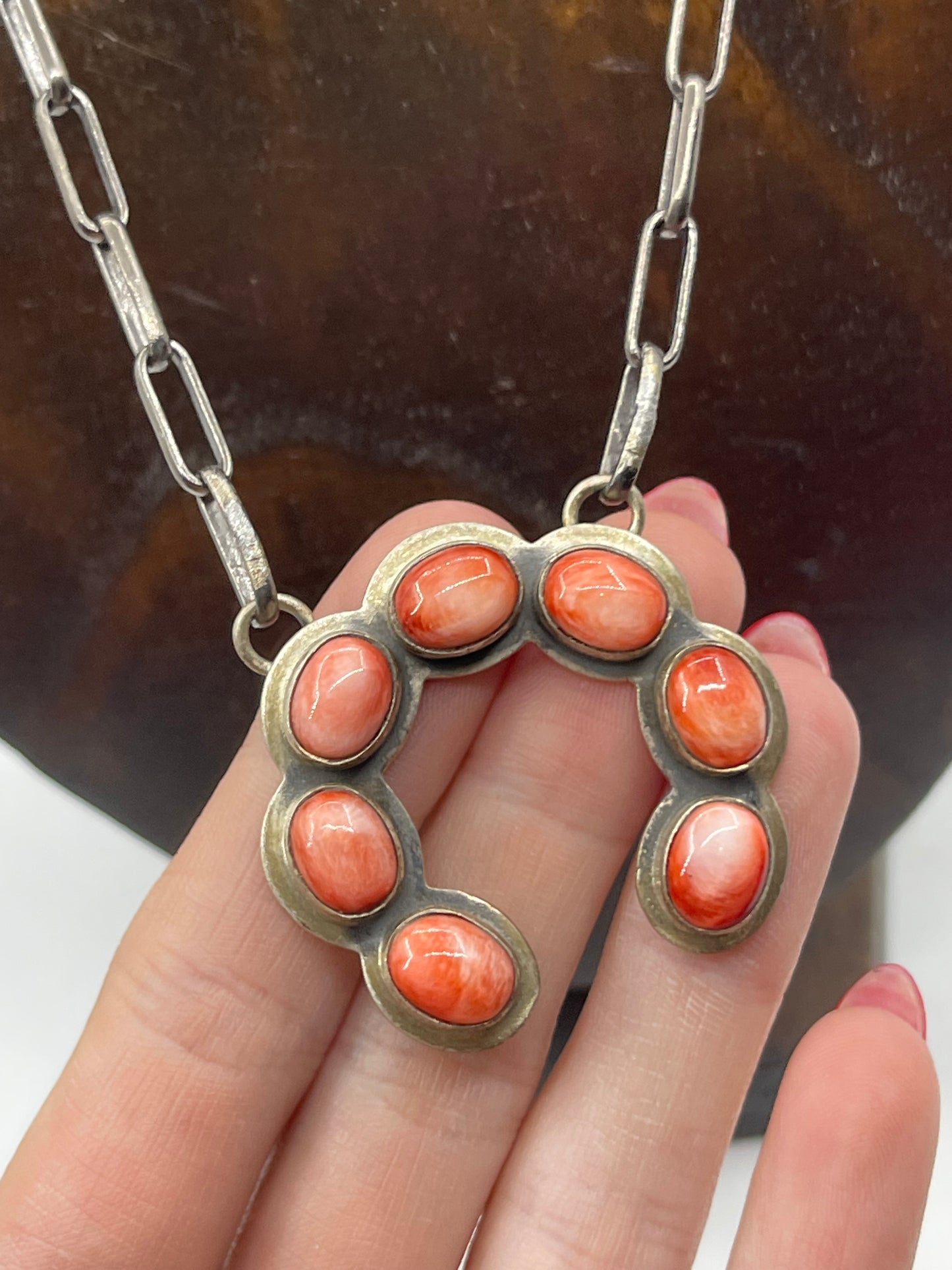 18” Red Spiny Oyster Shell Naja Necklace