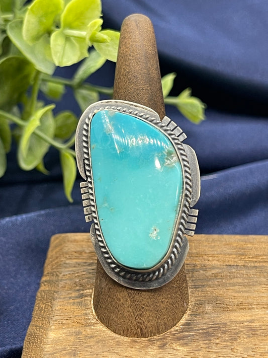 7.0 Turquoise Ring by John Nelson, Navajo