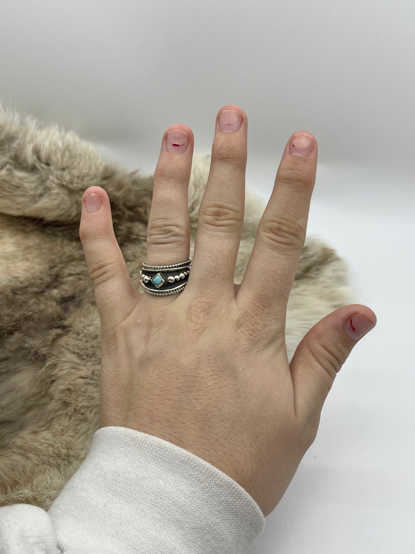 9.0 Sterling Silver with Turquoise Stone Ring