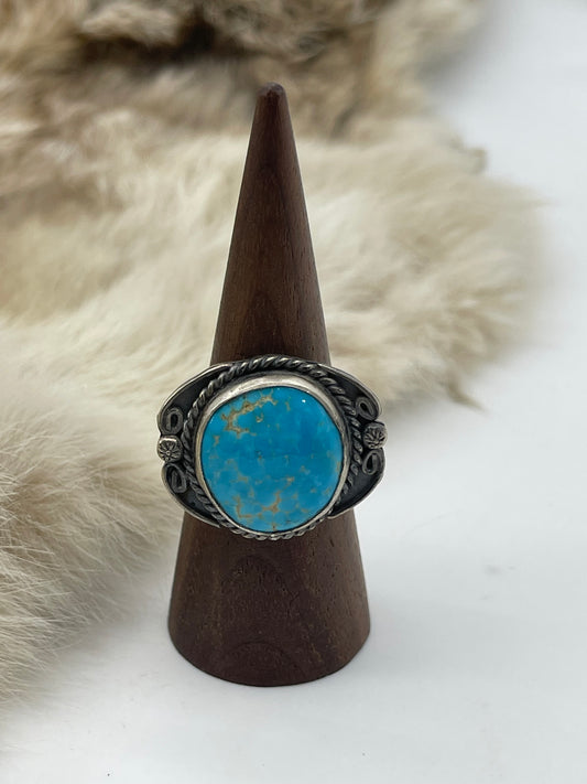 9.5 Turquoise Ring by Gilbert Nez, Navajo