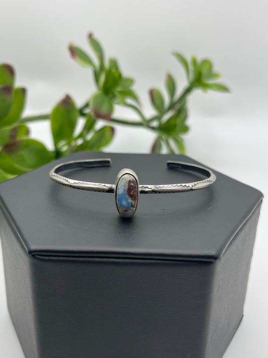 5.5" - 7" Golden Hills Turquoise Oval Stone Cuff