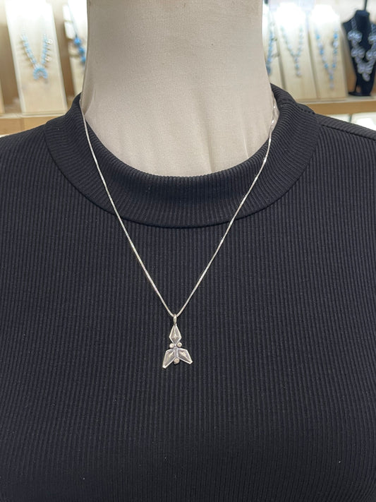 20" Stamped Silver Triangle Pendant