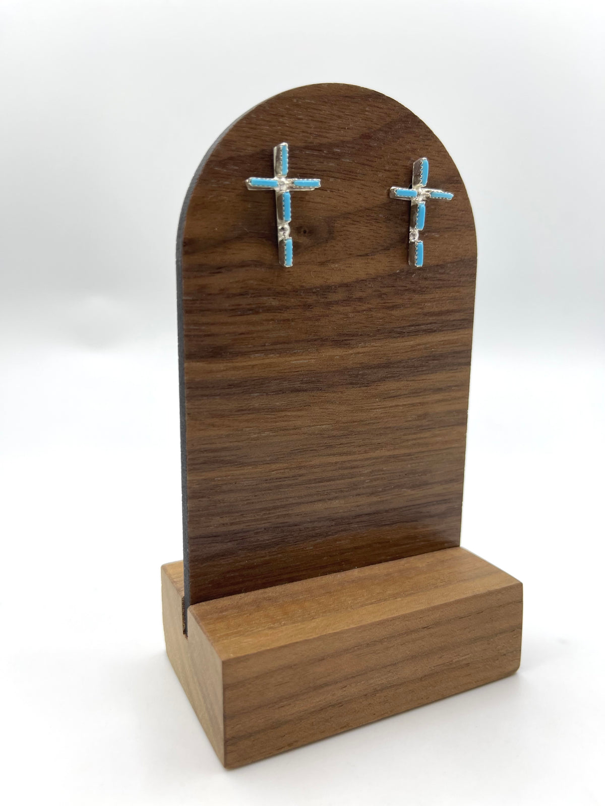 Turquoise Zuni Needlepoint Cross Earrings by Ashley Laate, Zuni