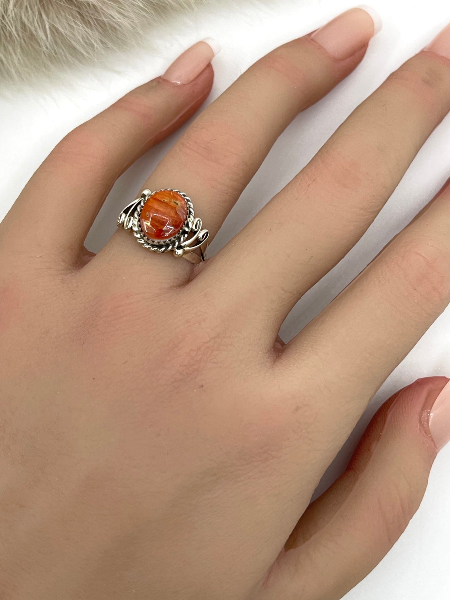 6.0 Dark Red Spiny Oyster Ring, Navajo
