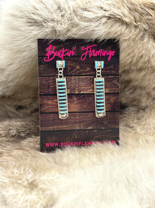 Zuni Needlepoint Turquoise Drop Dangle by Earrings Ashley Laate, Zuni