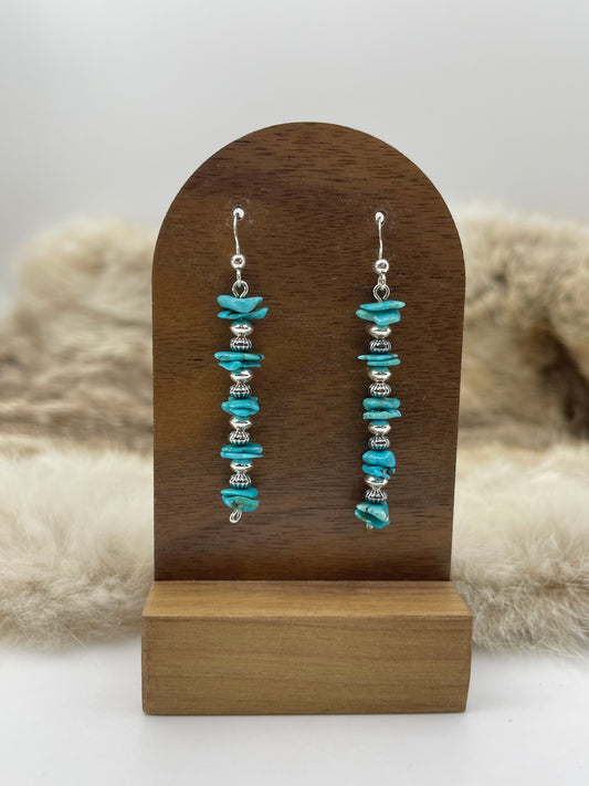 Turquoise & Silver Bead Earrings by Marion Nez, Navajo