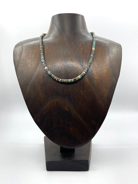 16" 4.2mm Turquoise & Spiny Heishi Bead Necklace